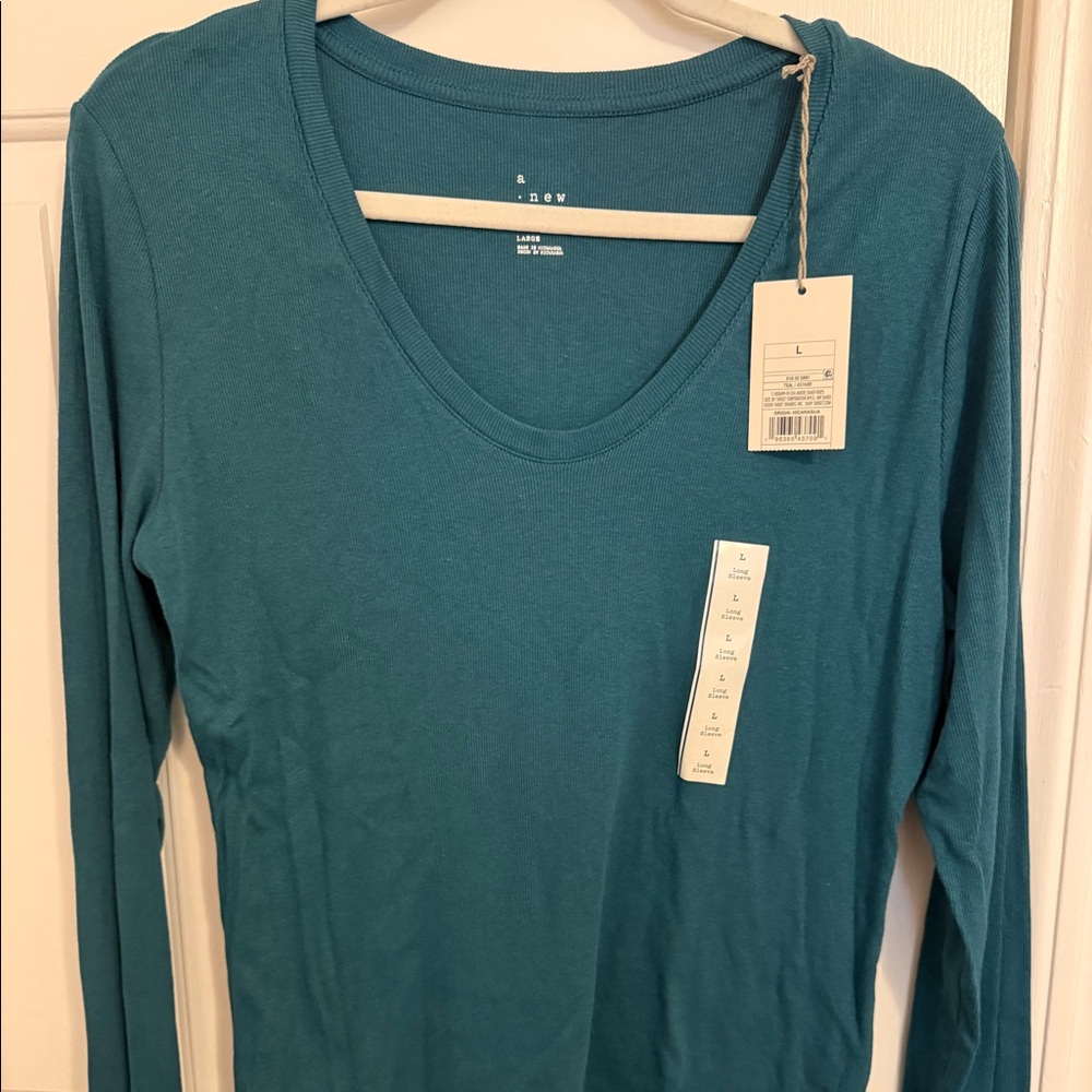 Long sleeve teal shirt, Size L